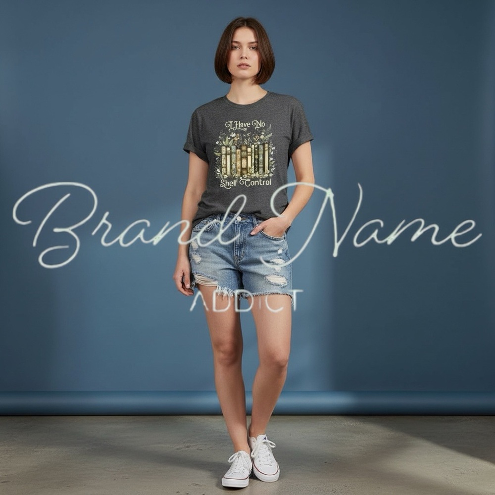 “I Have No Shelf Control” Book 100% Cotton Dark Gray Short Sleeve Tee - Picture 3 of 3